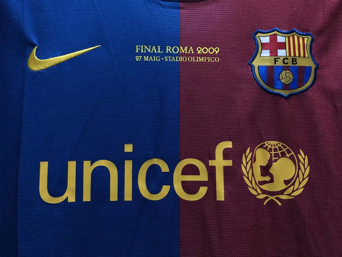Camisa Barcelona 2009 final de Champions league con logo de unicef y Nike.